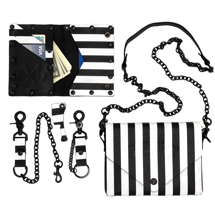 Striped His & Hers Bag/Wallet Set